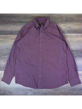 Y2K Eddie Bauer Check Button Down Shirt Mens L Tall Burgundy